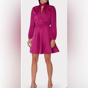 Milly plum color satin Long sleeve dress